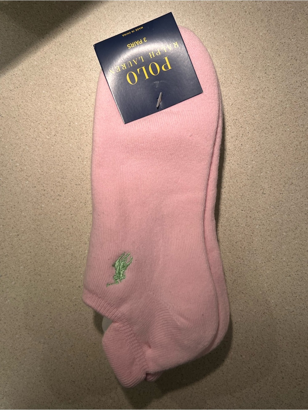 Polo by Ralph Lauren Pink No-Show Socks with Green Pony